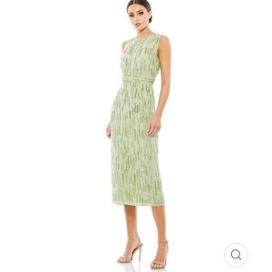 Mac Duggal beaded midi dress in Sage